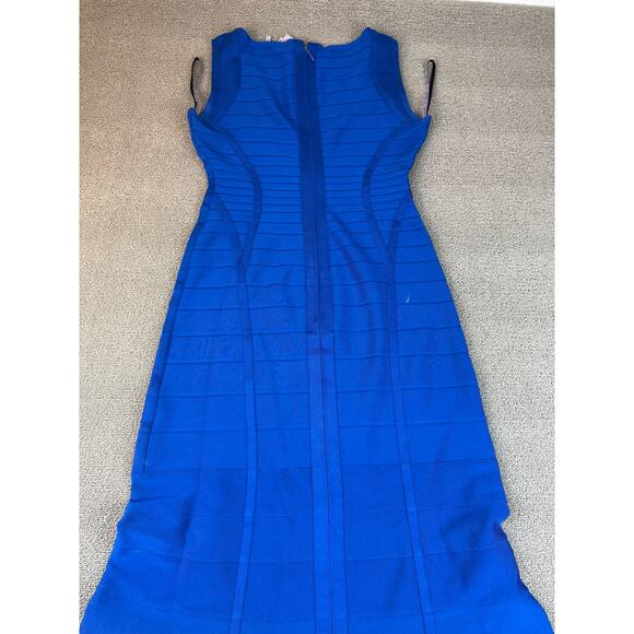 Hervé Léger Women's Medium Blue V Neck Dress Gown - Picture 15 of 16